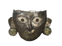 Totenmaske mit Ohrpfl&ouml;cken, Fr&uuml;h- oder Mittel-Moche-Kultur, 2.-6. Jhd. n.Chr. Sammlung Ebn&ouml;ther