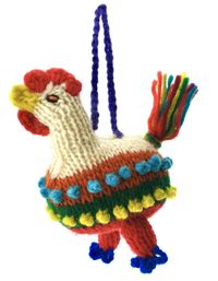 Handgestrickter Hahn aus Peru